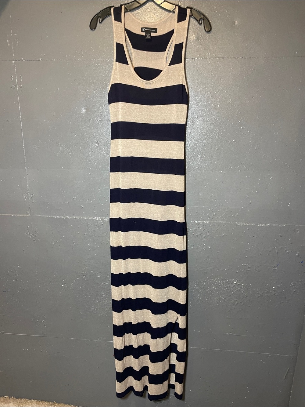 International concepts, Sleeveless Striped Maxi Dress - Navy and Cream shimmer.
